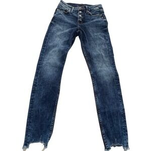 Silver‎ Jeans Co Jeans Women 24 Blue Distressed Mazy Skinny Button Fly L14113